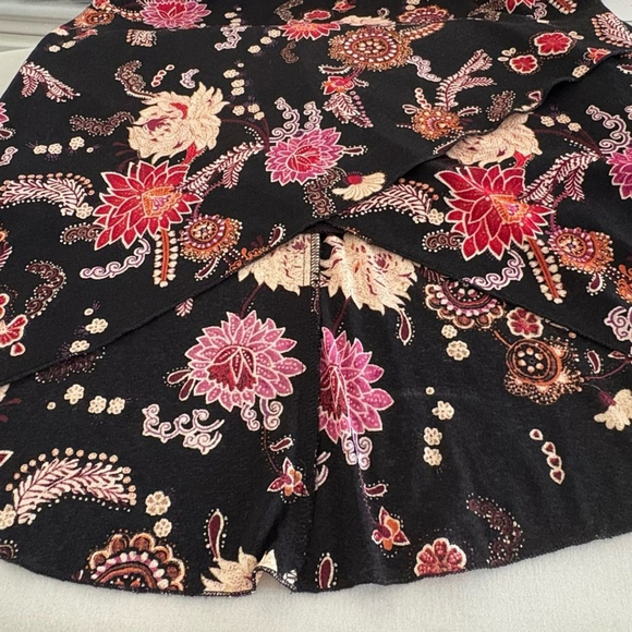 VTG 90s Ruby Rox Black Floral Dress Satin Lace-Up Whimsigoth M - Picture 8 of 11